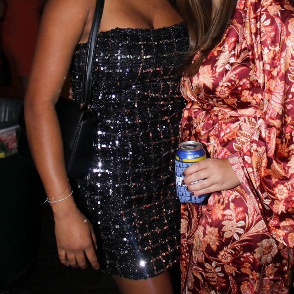 Astr Black Sequin Mini Dress